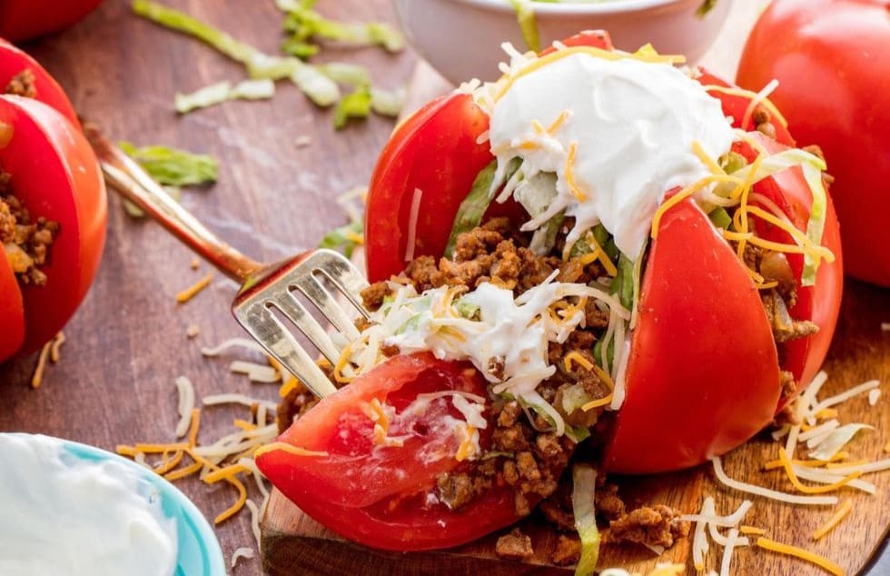 Low Carb Stuffed Taco Tomatoes