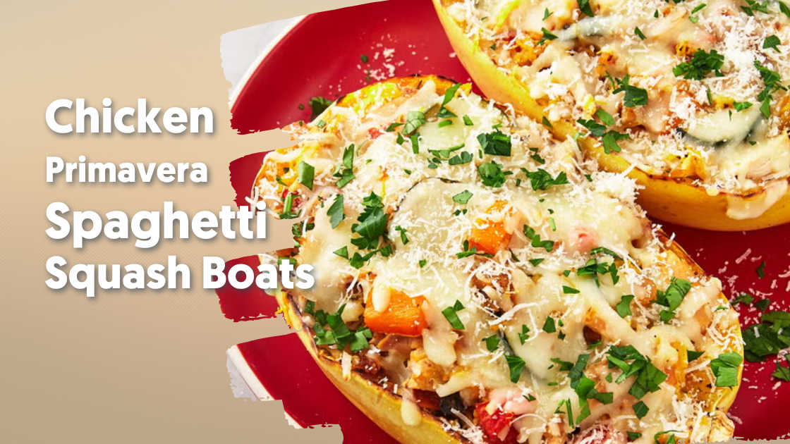 Chicken Primavera Spaghetti Squash Boats Recipe