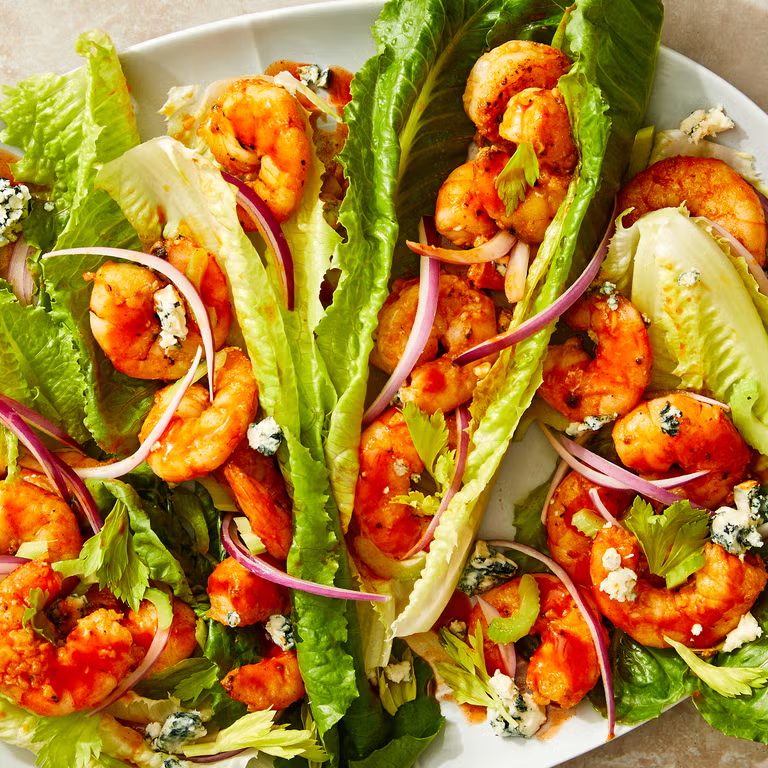 Buffalo Shrimp Lettuce Wraps