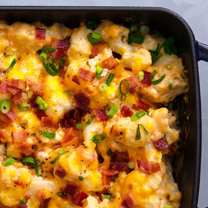 Loaded Cheesy Cauliflower Bake
