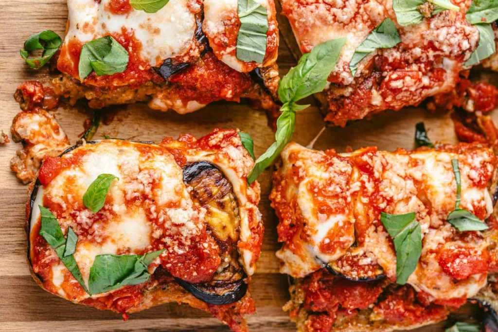 Open Faced Eggplant Parmesan Sandwich